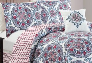 Red White Blue Reversible Abstract Color Bed Chezmoi Collection 5 pc Comforter Set 