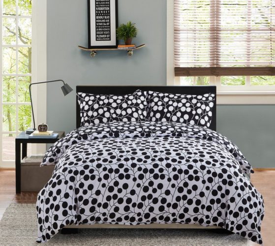 black and white polka dot bedding - 3 Piece Duvet Cover and Pillow Shams Bedding Sets, (King(90inchx104inch), Circle Black and White)