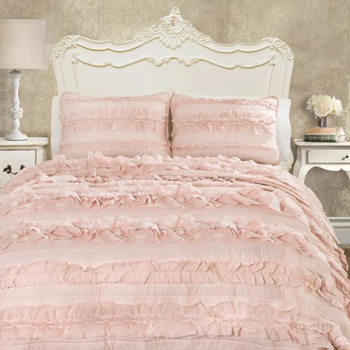 Lush Decor C43417P15-000 Belle 3 Piece Quilt Set, Full-Queen, Pink Blush - victorian bedding collections