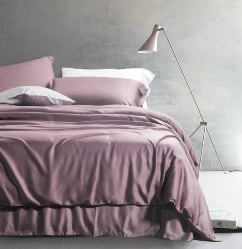 Solid Color Egyptian Cotton Duvet Cover Luxury Bedding Set High Thread Count Long Staple Sateen Weave Silky Soft Breathable Pima Quality Bed Linen (Queen, Twilight Mauve)