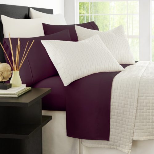 Bamboo Bed Sheets - Zen Bamboo Luxury Bed Sheets - Eco-friendly, Hypoallergenic and Wrinkle Resistant Rayon Derived Bamboo - 4-Piece - Queen - Purple