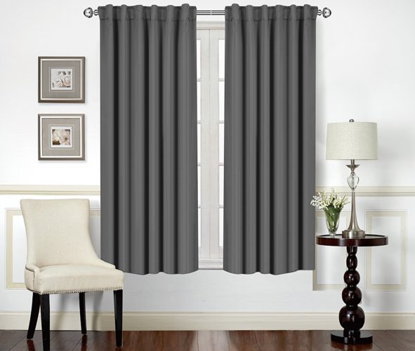 Utopia Bedding - Blackout Room Darkening and Thermal Insulating Window Curtains Grey, 52x63
