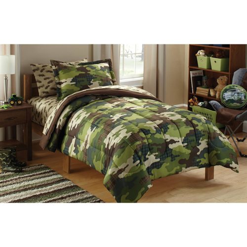 Mainstays Kids Camoflauge Coordinated Bed in a Bag Includes Comforter, Pillow sham(s), Flat Sheet, Fitted Sheet, Pillow case(s), TWIN