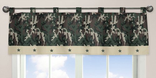 Sweet Jojo Designs Window Valance, Green Camo Army Military Camouflage