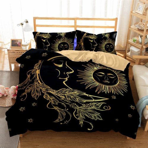 3d bedding set sun and moon bedding print twin full queen king bedclothes duvet cover set bedlinen (Twin, sun)