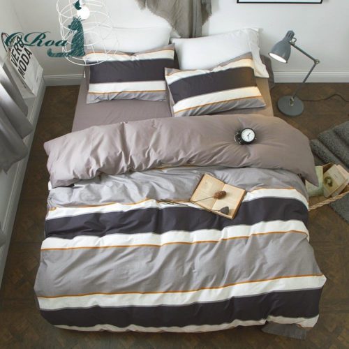 Dorm Bedding Sets - ORoa Striped Boys Twin Duvet Cover Sets Multi Color 3 Piece Bedding Set for Teen Man with 2 Pillow Shams (Twin, Style 1)