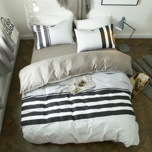 best college dorm bedding - VClife Twin Bedding Sets Reversible Cotton Geometric Duvet Cover Sets Stripe Bedding Collection (Including 1 Duvet Cover + 2 Pillowcases), Twin