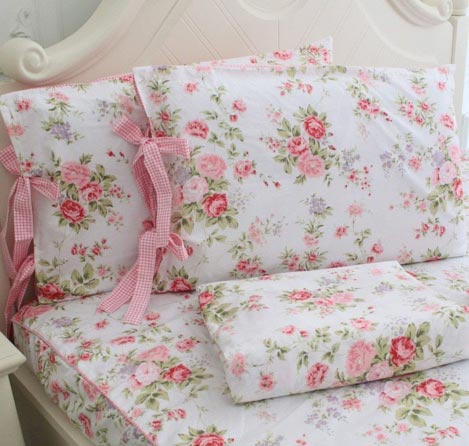 FADFAY Cotton Bed Sheet Set Rose Floral Bed Sheets 4-Piece Queen Size