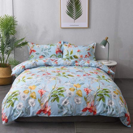M&Meagle Plant Duvet Cover Floral,Printed Flowers Pattern-Queen Size(3Pcs,1 Duvet Cover 2 Pillowcases)