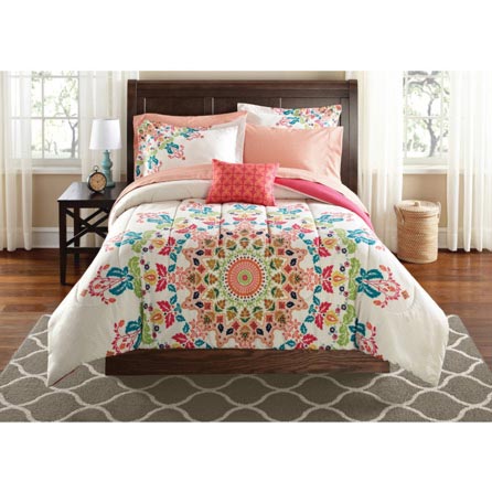 Teen Girls FULL Rainbow Unique Prism Pink Blue Green Colorful Patten Bedding Set (8 Piece Bed in a Bag)