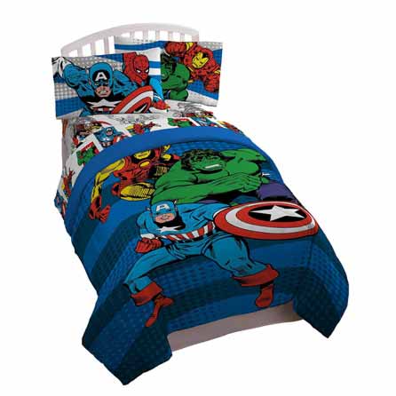 Marvel Avengers Good Guys Twin - Full Comforter - Super Soft Kids Reversible Bedding features Iron Man, Hulk, Captain America, and Spiderman - Fade Resistant Polyester (Official Marvel Product) at Lux Comfy Bedding