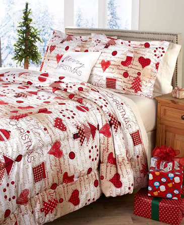 The Lakeside Collection Christmas King-Sized Comforter Set - Four Piece with Holiday Pillow, Shams