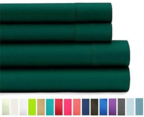 American Home Collection Deluxe 4 Piece Bed Sheet Sets of Brushed Microfiber Wrinkle Resistant Silky Soft Touch (Full, Forest Green)