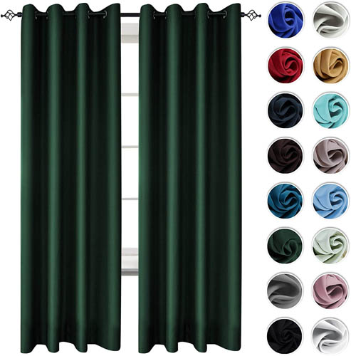 KEQIAOSUOCAI Green Emerald Window Curtains 95 Inch Room Darkening Blackout Curtain Set Thermal Insulated Grommets Drapes for Bedroom Living Room 2 Panels