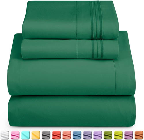 Nestl Luxury Queen Sheet Set - 4 Piece Extra Soft 1800 Microfiber-Deep Pocket Bed Sheets with Fitted Sheet, Flat Sheet, 2 Pillow Cases-Breathable, Hotel Grade Comfort and Softness - Hunter Green